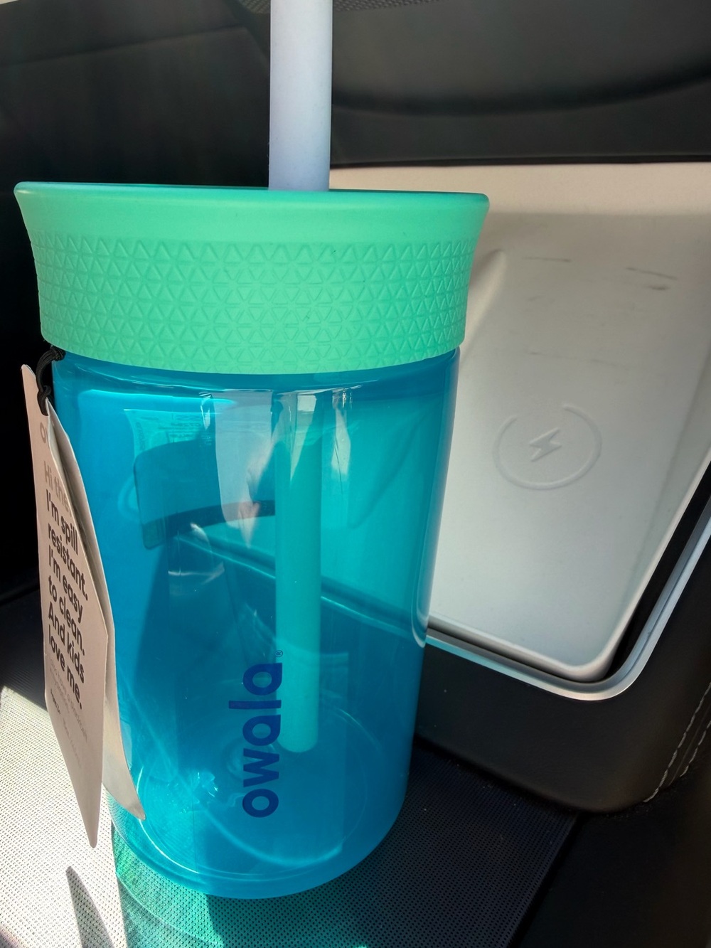 Owala Kids Straw Bottle in Bright Teal with Mint Lid